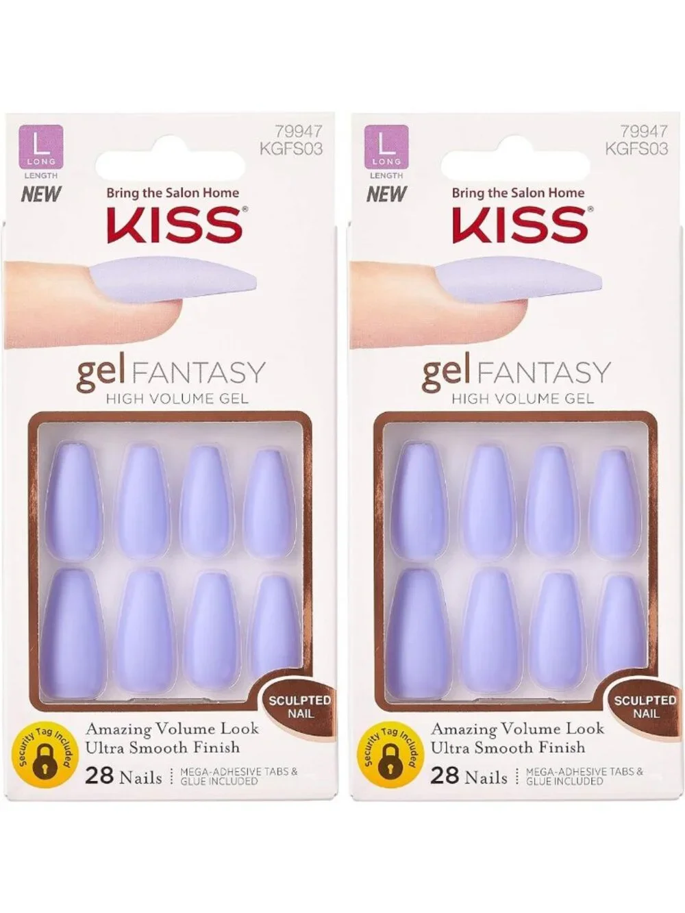 Sculpted Long Purple Press-On Nails Kit with Glue, File & 28 Fake Nails